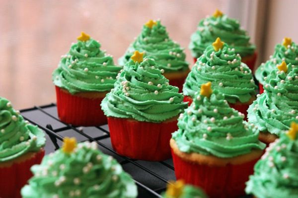 Cupcakes recept-for-Christmas julgranar