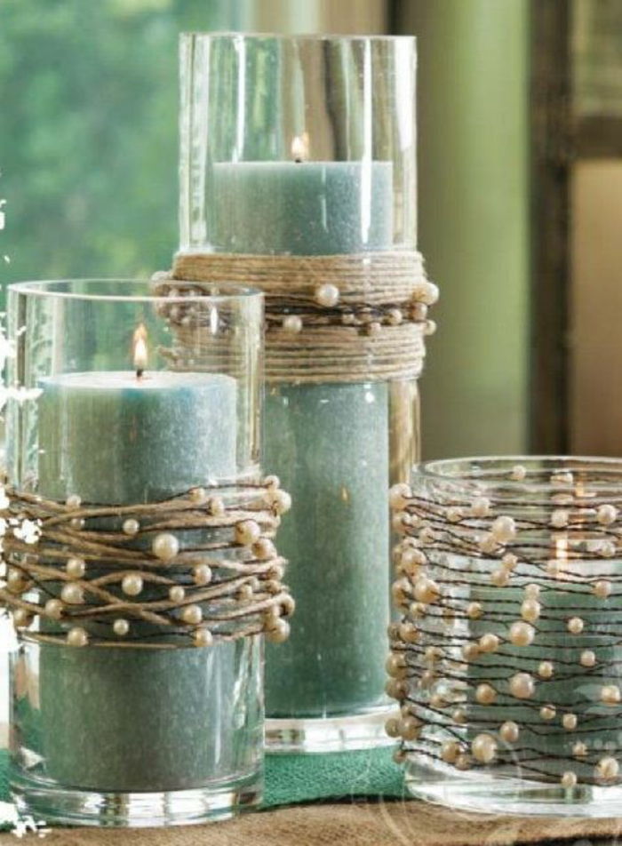 DIY Deco rustikk stil grønne lys streng perler