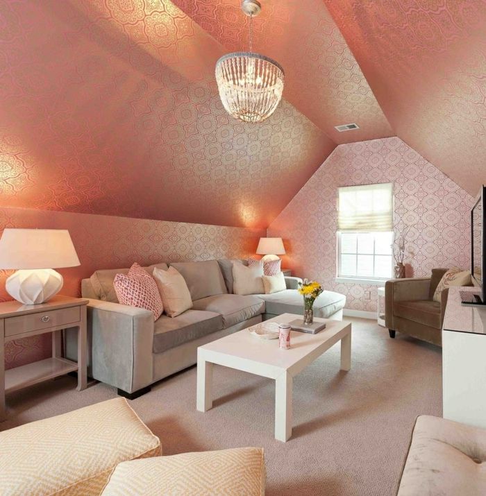 Çatı odası parlak-vintage duvar kağıdı Pastel-effeltvoller avize