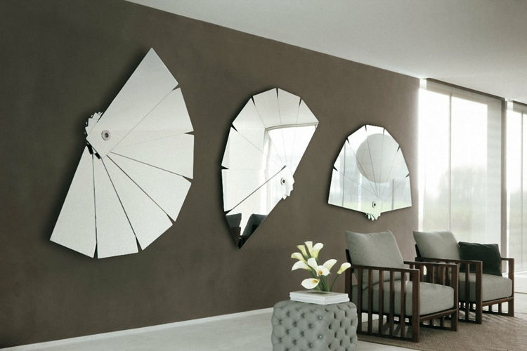 vägg deco-spegel chic-ädel ny modern snygg-special-ormbunke-form rektanglar kopplade