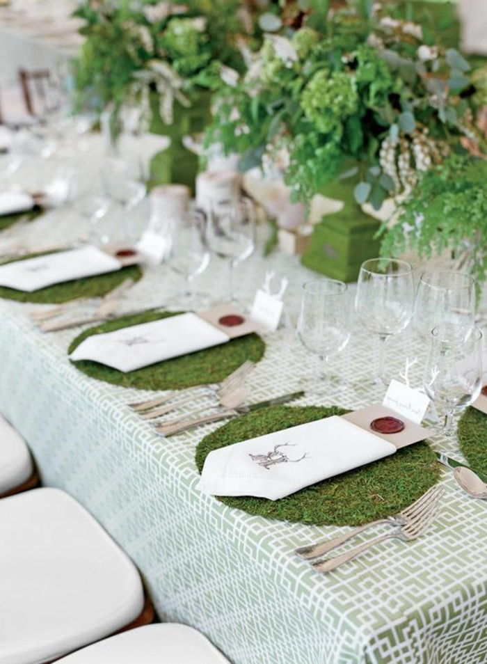 Deco samanų žalia servetėlės-of-Moss-Hochzeitsdeko