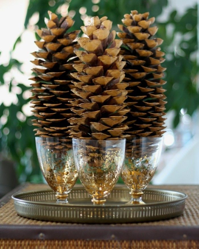 Dekorativa pinecone-tre-tap-in låg-glasögon