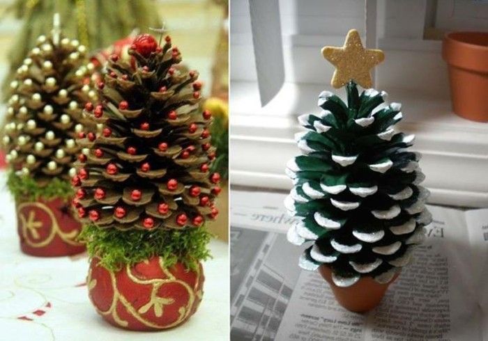 Dekorative tannenzapfen-as-grønn-jul-med-gull-star-in-the-top-jul-med-tannenzapfen