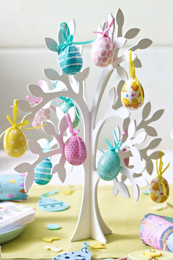 Decoratieidee, Pasen-boom met kleurrijke eieren, Pasen-decoratie