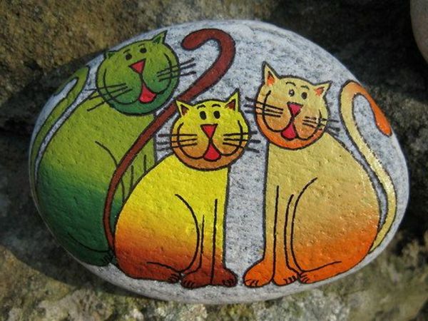 Dekoration sten-med-tre-Cat dekoration idé