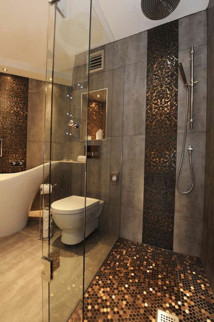 Designer bagno in mosaico scintillante effetto marrone