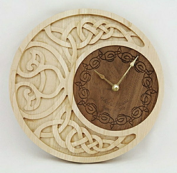 Dizajnér nástenné hodiny vyrobené z dreva-an-originálne-Wanddeko