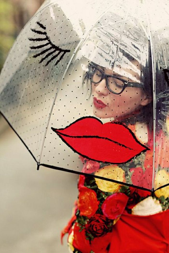 Transparentné dáždnik lip-and-riasa
