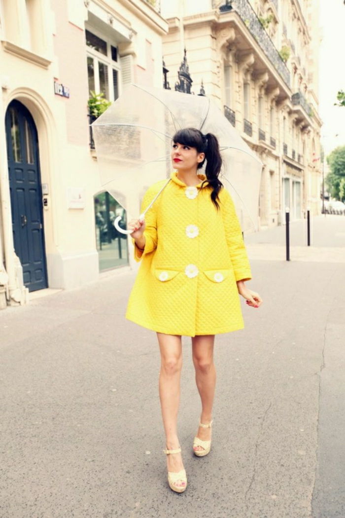 Transparentné dáždnik žltý coat-