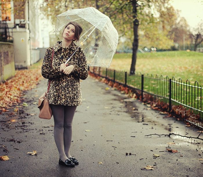 Dievča priehľadný Umbrella autumn-
