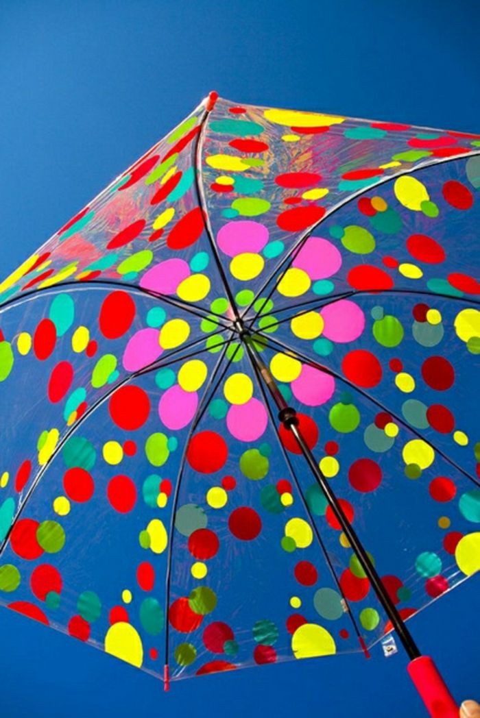 Umbrella transparente puncte-model-cer-albastru