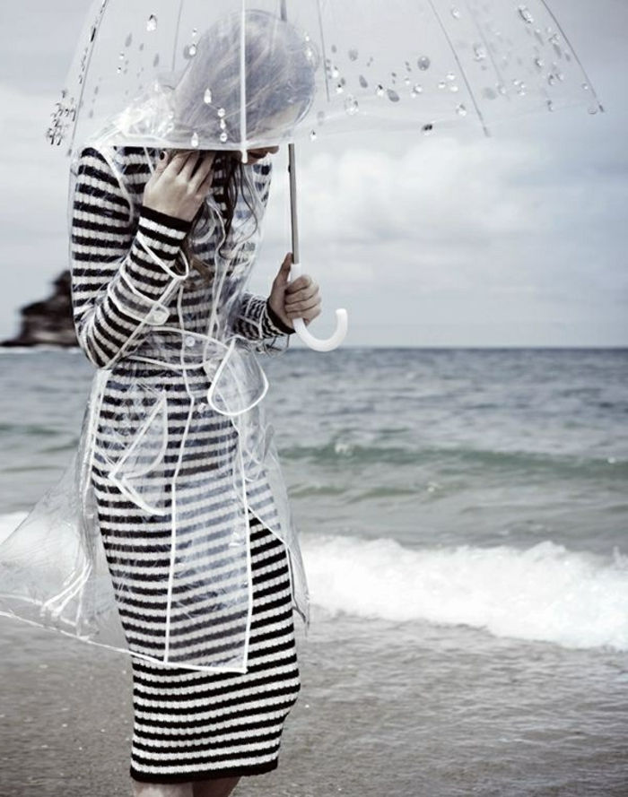 Transparentné dáždnik čierna a biela malý