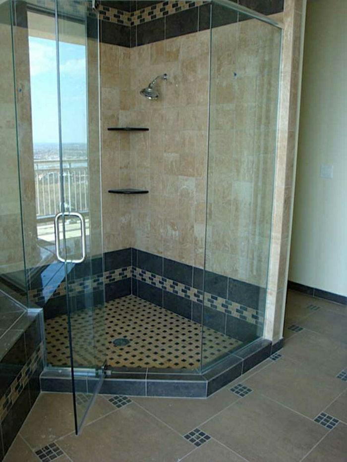 Tuš komore ploščice mozaik steklena vrata razkošno