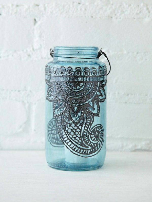 Einweckglas Lantern Blauw-zwart Decoration Henna