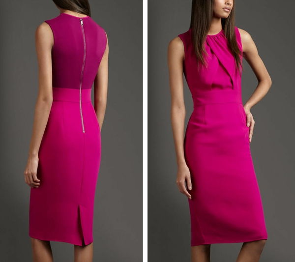 Elegant Hot Pink Dress-of-Burberry Enkle Silk Dress-for-kvinner-fashion antrekk