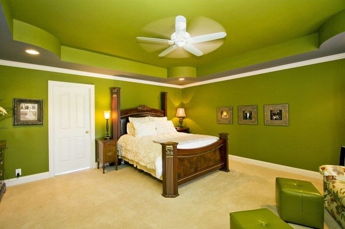Färger för sovrummet grön-A-spännande utformning