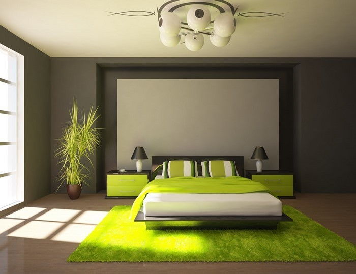 Färger för sovrummet grön-A-slående utrustning