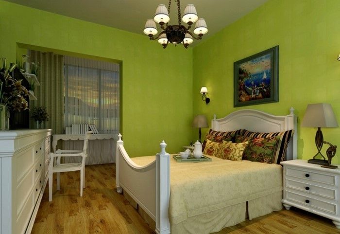 Färger för sovrummet grön-A-stor-konstruktion