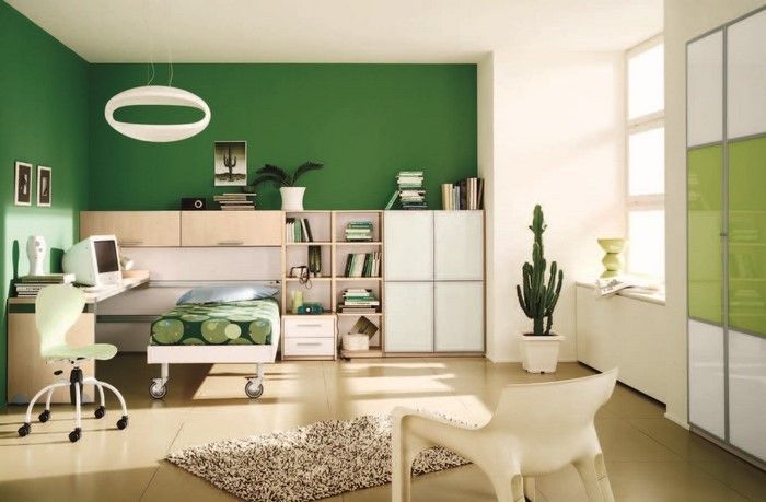 Färger för sovrummet grön-A-slående designen