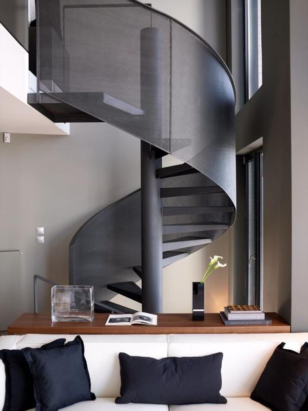 Fascinerende innvendig trapp Svart design idé