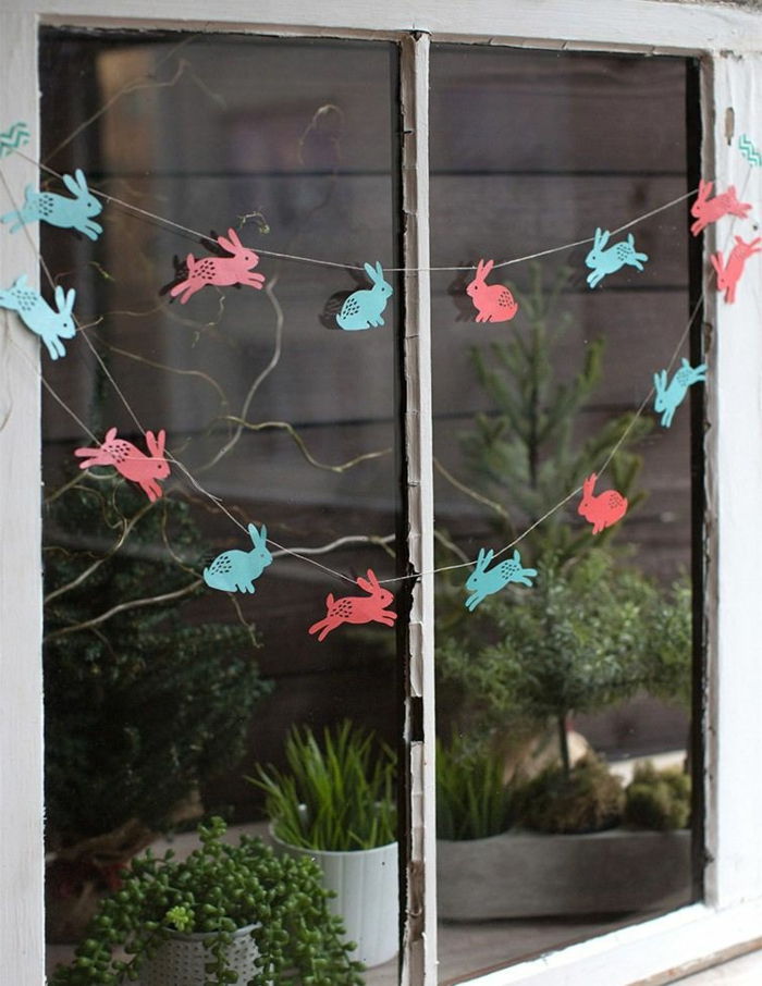 milujúci okná dekorácie Veľkonočný drotár Veľkonočný zajačik vyrobený z lepenky