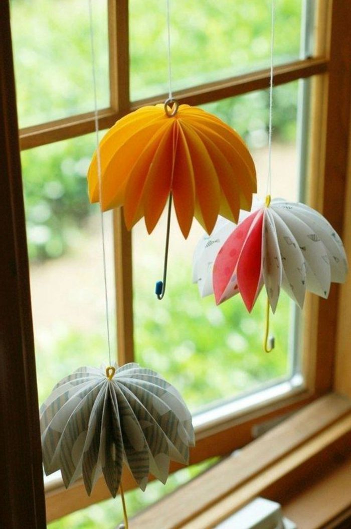 Tinker vindu dekorasjon Sommer motiver Paraplyer Origami tinker