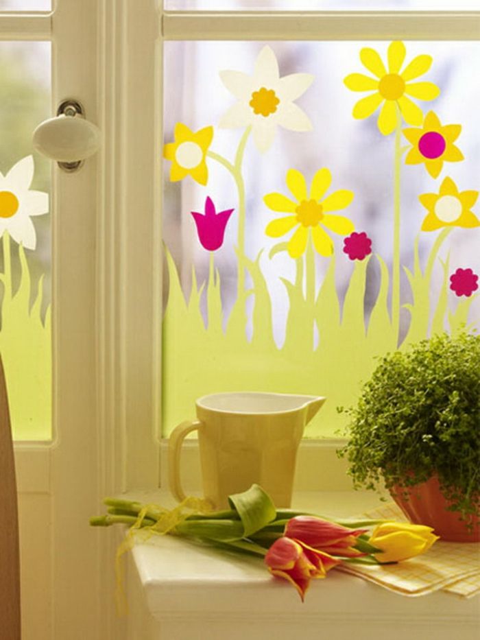 Window pictures Wielkanoc kwiatowy wzór i kwiatowy deco