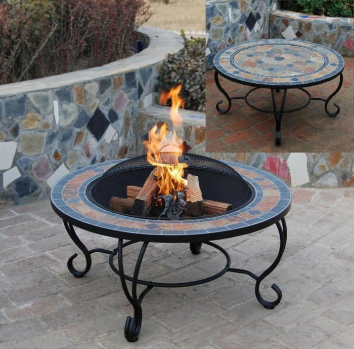 Brann bolle-med-grill Mozaik-og-bord