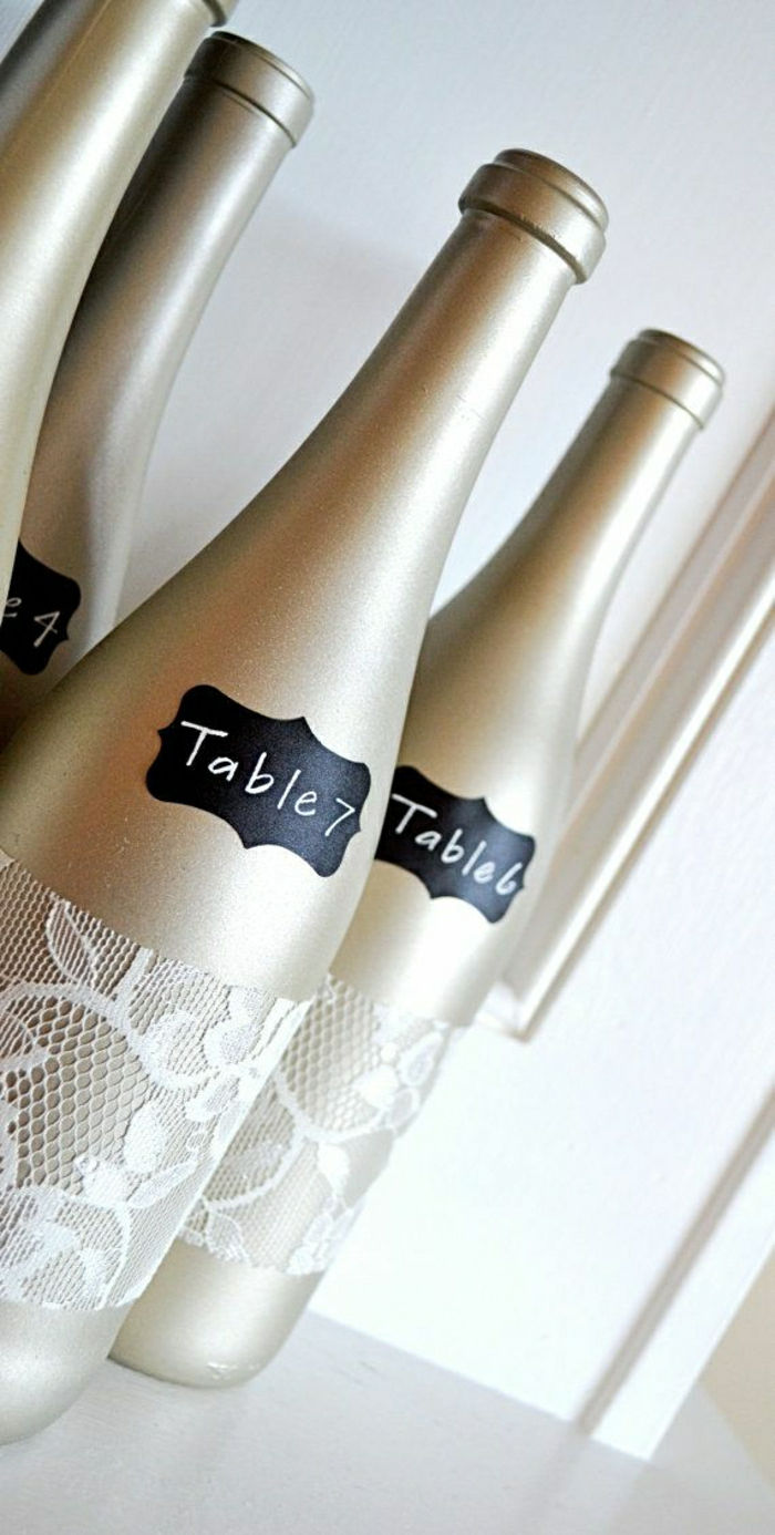 Flaske Etikett Print Champagne Wedding-gull emballasje Lace elegant idé