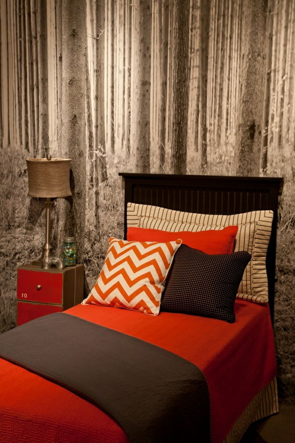 Tapyba-juoda-balta-raudona kontrasto lovatiesė pagalvių stalčiai