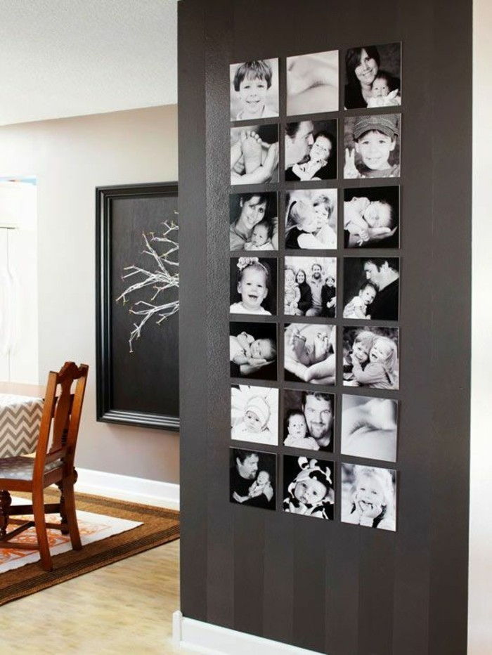 Fotowand ideeën-eetkamer-design-black-wall