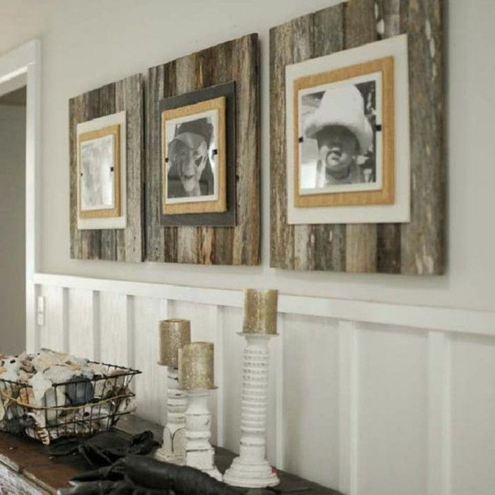 Foto Wall with rustieke houten candlestick-vintage