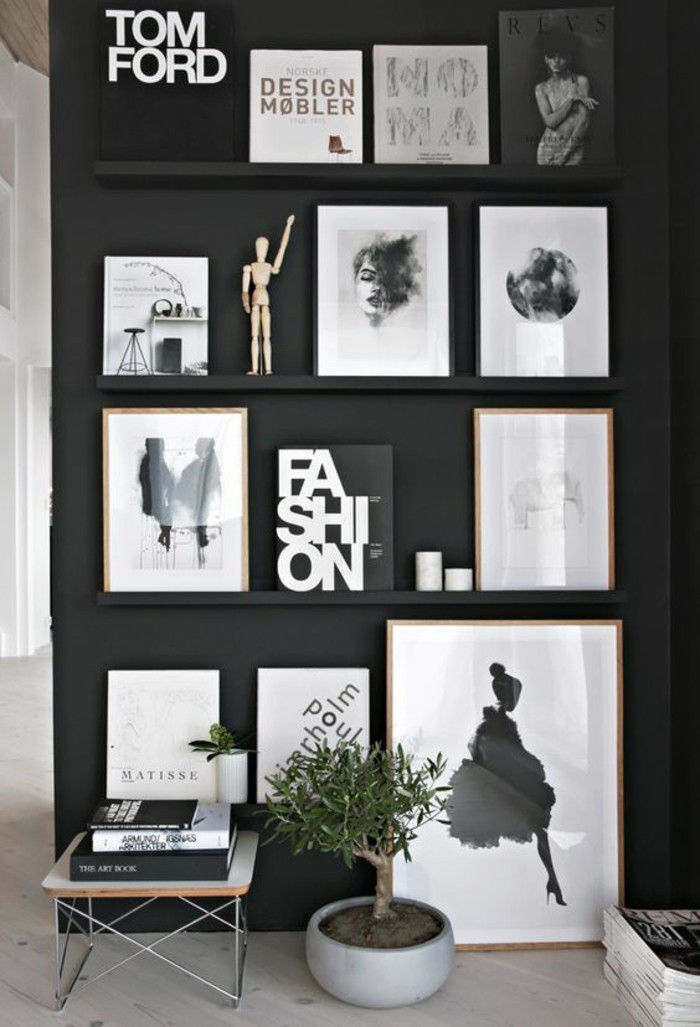 Foto Wandplanken-zwart-wit
