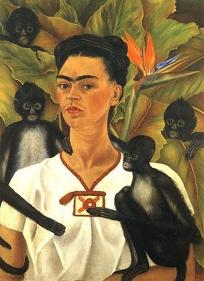 Frida Kahlo autoportret-cu-maimuță-1943-exotice-animale de companie