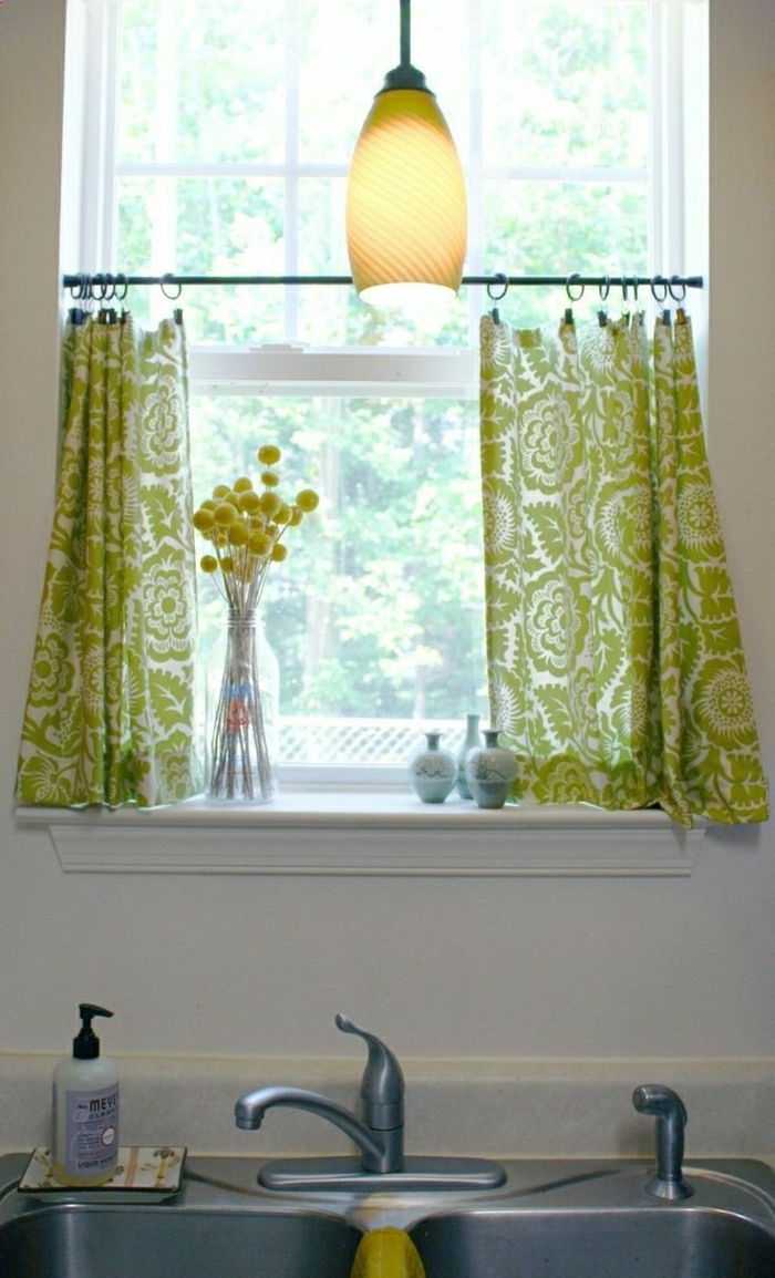 Tende-per-small-window-verde lampada-sink