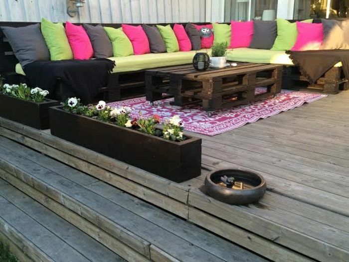 Grădină Veranda-design-canapea-pernă retractabile flash culoare jardiniere masă de cafea covor