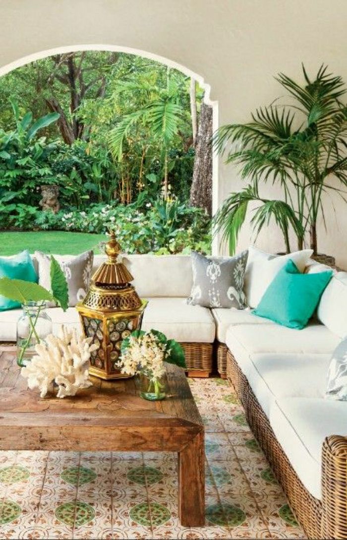 Garden medelhavsstil spansk turkos Cushion hav souvenirer Palms