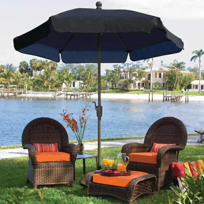 Bahçe Ekran siyah ve şık rattan mobilya turuncu Yastık çimen-Deniz