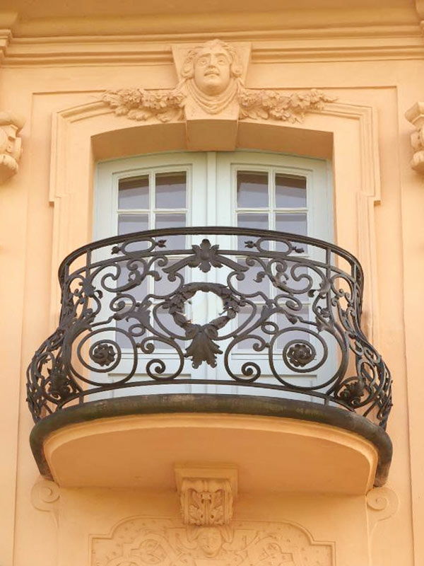 Balustrada de balcon de fier-de-un-rotund