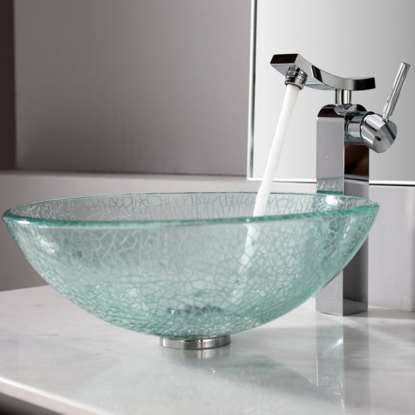 vakre glass vask-stilig, elegant bad design-ideer