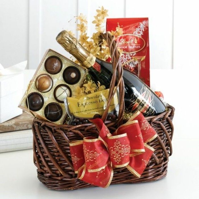 Gourmet Gift Basket Idéer vin gåva choklad