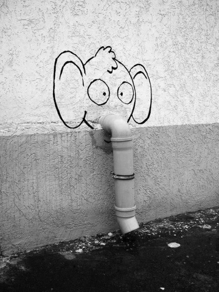 Graffiti bilder Byggnad väggsrörs elefant