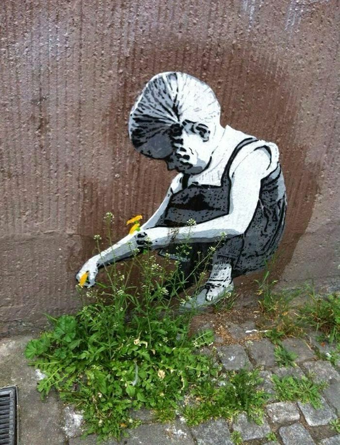 Graffiti bilder Girl Flower plockar