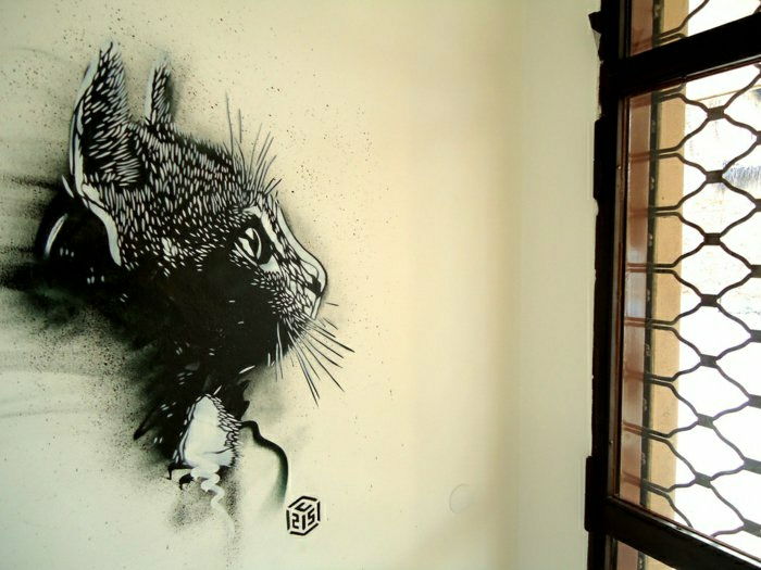 Graffiti Cat Window grid