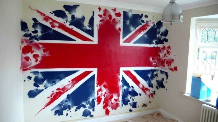 Graffiti i sovrummet med-en-flagga