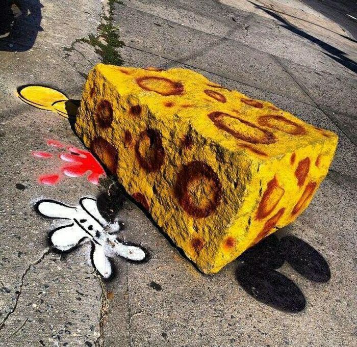 Graffiti Pietra formaggio idea divertente disegno di Topolino