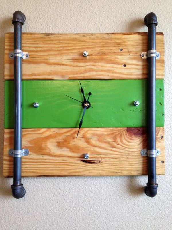 Lesena stenska ura-dekoracija ideja-sam-Tinker