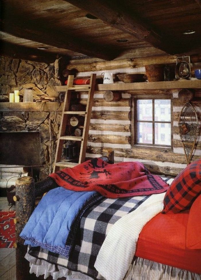 lemn cabana interior rustic scara de incendiu