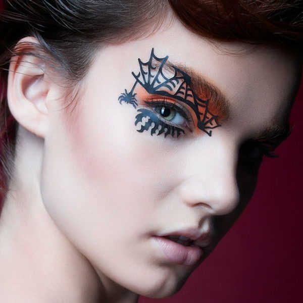 Halloween makeup-eye idé spindelnät