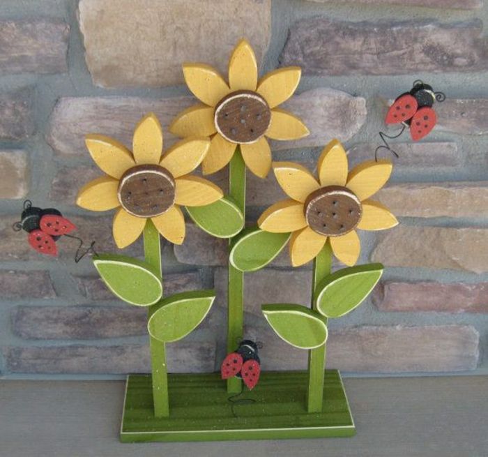 Huset dekorasjon Sunflower Ladybug fritt søt og flørtende steinmur